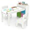 White MDF Metal Kids Art Table and Chair Set with Storage and Paper Roll